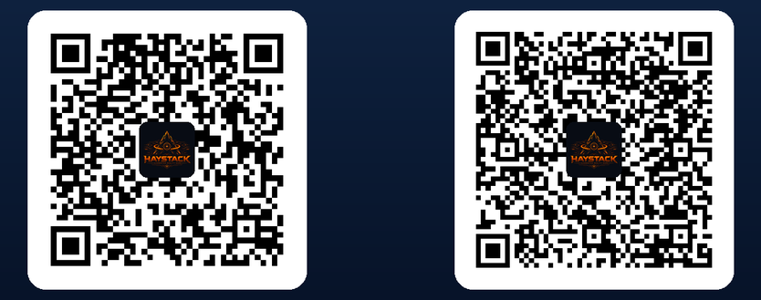 QR codes to download Haystack AR from the App Store and Google Play